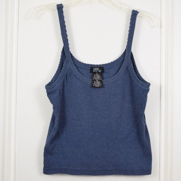 One Step Up 90s Matching Cardigan & Tank Cami Baby Tee Set Women Large Blue VTG - Picture 5 of 12